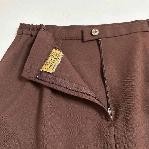 24K Brown High Waist Pencil Midi Skirt Vintage Retro Business Workwear Sz 10 - Picture 4 of 7